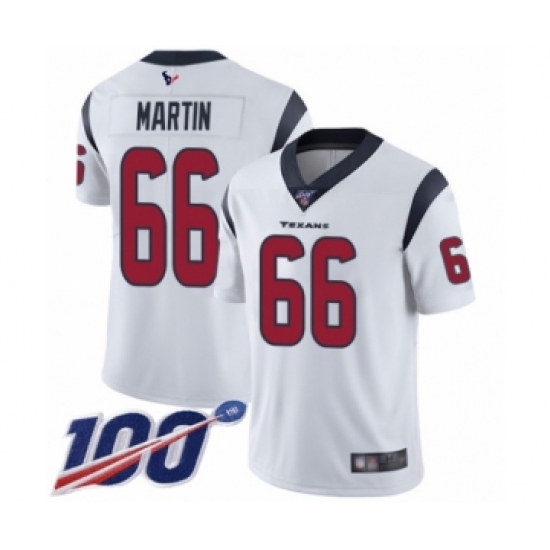 Men's Houston Texans 66 Nick Martin White Vapor Untouchable Limited Player 100th Season Football Jersey