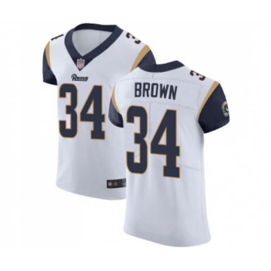 Men's Los Angeles Rams 34 Malcolm Brown White Vapor Untouchable Elite Player Football Jersey