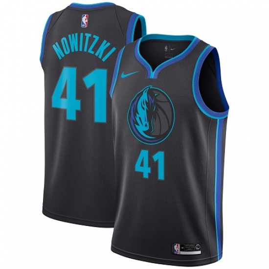 Youth Nike Dallas Mavericks 41 Dirk Nowitzki Swingman Charcoal NBA Jersey - City Edition