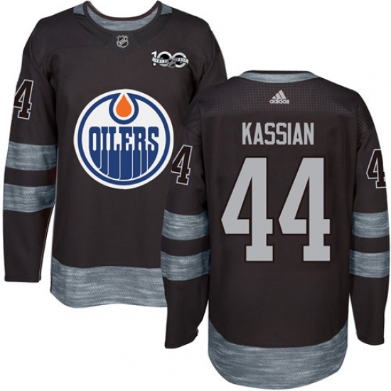 Men's Adidas Edmonton Oilers 44 Zack Kassian Authentic Black 1917-2017 100th Anniversary NHL Jersey