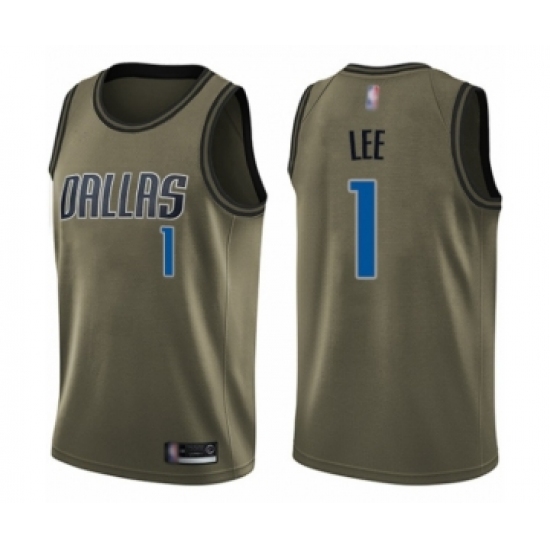 Men's Dallas Mavericks 1 Courtney Lee Swingman Green Salute to Service Basketball Jersey