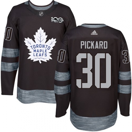 Men's Adidas Toronto Maple Leafs 30 Calvin Pickard Authentic Black 1917-2017 100th Anniversary NHL Jersey