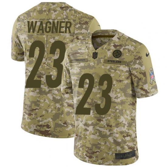 Youth Nike Pittsburgh Steelers 23 Mike Wagner Limited Camo 2018 Salute to Service NFL Jersey