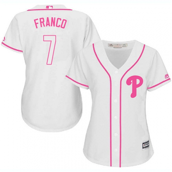 Women's Majestic Philadelphia Phillies 7 Maikel Franco Authentic White Fashion Cool Base MLB Jersey