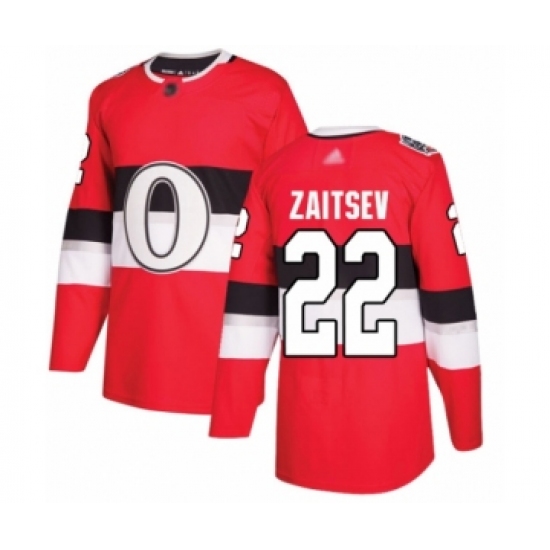 Youth Ottawa Senators 22 Nikita Zaitsev Authentic Red 2017 100 Classic Hockey Jersey