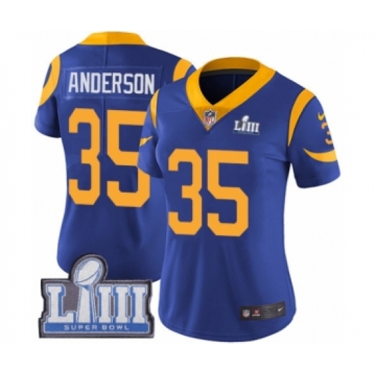 Women's Nike Los Angeles Rams 35 C.J. Anderson Royal Blue Alternate Vapor Untouchable Limited Player Super Bowl LIII Bound NFL Jersey