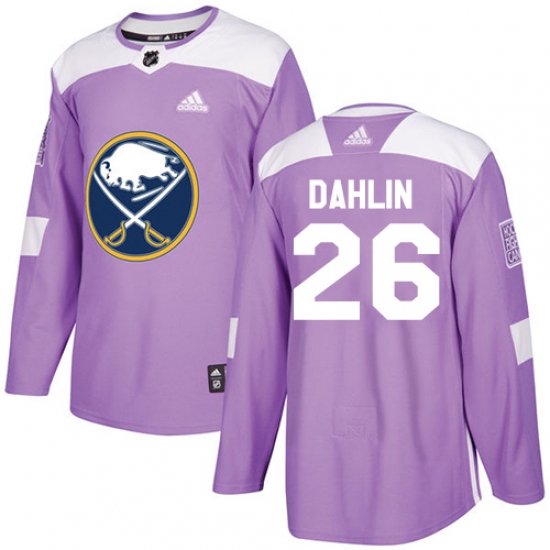 Youth Adidas Buffalo Sabres 26 Rasmus Dahlin Authentic Purple Fights Cancer Practice NHL Jersey