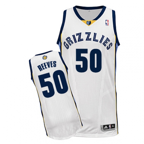 Men's Adidas Memphis Grizzlies 50 Bryant Reeves Authentic White Home NBA Jersey