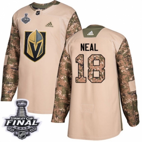 Youth Adidas Vegas Golden Knights 18 James Neal Authentic Camo Veterans Day Practice 2018 Stanley Cup Final NHL Jersey