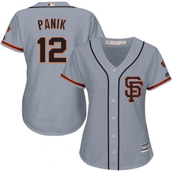 Women's Majestic San Francisco Giants 12 Joe Panik Authentic Grey Road 2 Cool Base MLB Jersey