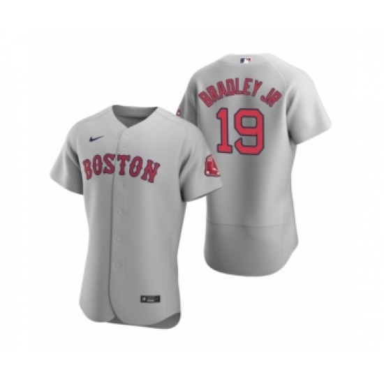 Men Boston Red Sox 19 Jackie Bradley Jr. Nike Gray Authentic Road Jersey