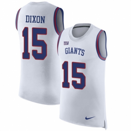 Men's Nike New York Giants 15 Riley Dixon White Rush Player Name & Number Tank Top NFL Jersey