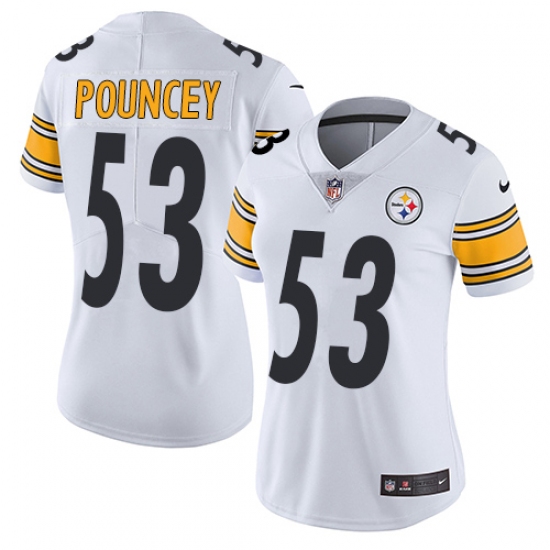 Women's Nike Pittsburgh Steelers 53 Maurkice Pouncey White Vapor Untouchable Limited Player NFL Jersey