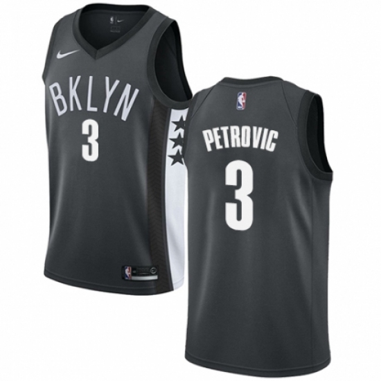 Women's Nike Brooklyn Nets 3 Drazen Petrovic Swingman Gray NBA Jersey Statement Edition