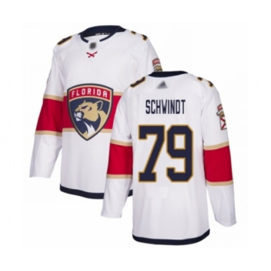 Men's Florida Panthers 79 Cole Schwindt Authentic White Away Hockey Jersey