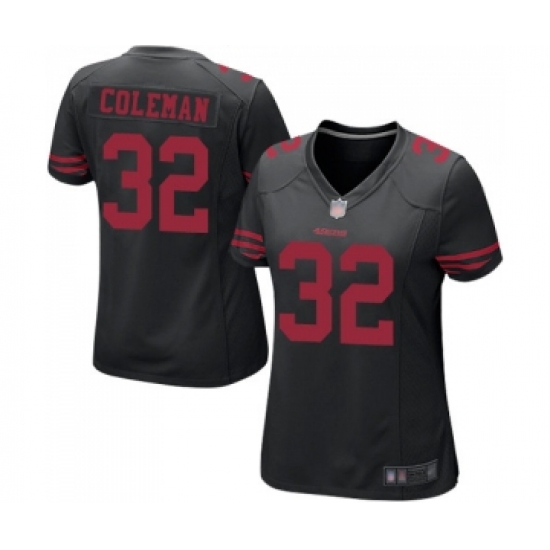Women's San Francisco 49ers 32 Tevin Coleman Game Black Football Jersey