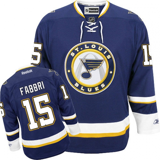 Youth Reebok St. Louis Blues 15 Robby Fabbri Premier Navy Blue Third NHL Jersey