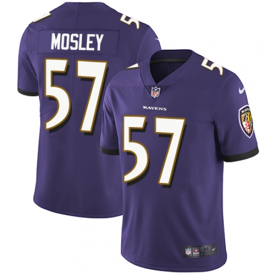 Men's Nike Baltimore Ravens 57 C.J. Mosley Purple Team Color Vapor Untouchable Limited Player NFL Jersey