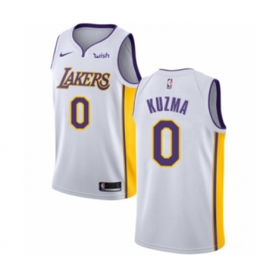 Men's Los Angeles Lakers 0 Kyle Kuzma Authentic White Basketball Jersey - Association Edition