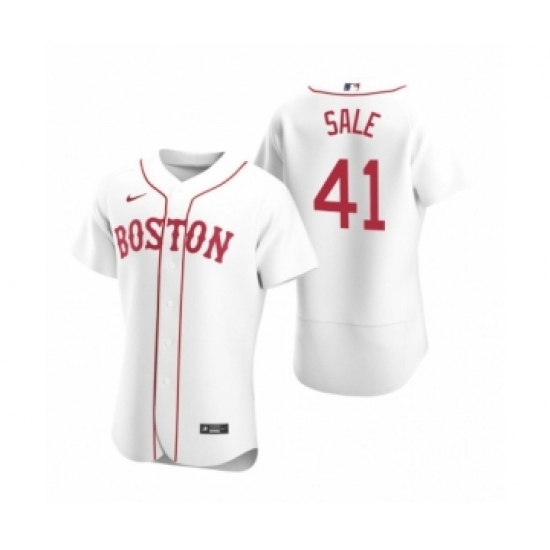 Men's Boston Red Sox 41 Chris Sale Nike White Authentic 2020 Alternate Jersey