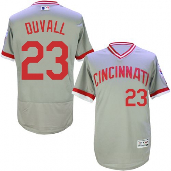 Men's Majestic Cincinnati Reds 23 Adam Duvall Grey Flexbase Authentic Collection Cooperstown MLB Jersey