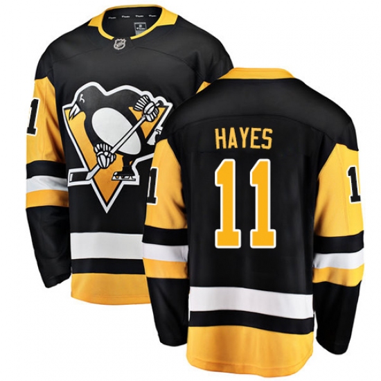 Men's Pittsburgh Penguins 11 Jimmy Hayes Authentic Black Home Fanatics Branded Breakaway NHL Jersey