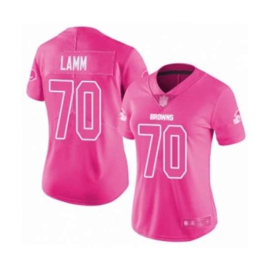 Women's Cleveland Browns 70 Kendall Lamm Limited Pink Rush Fashion Football Jersey