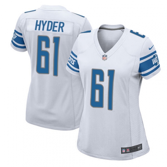 Women's Nike Detroit Lions 61 Kerry Hyder Game White NFL Jersey