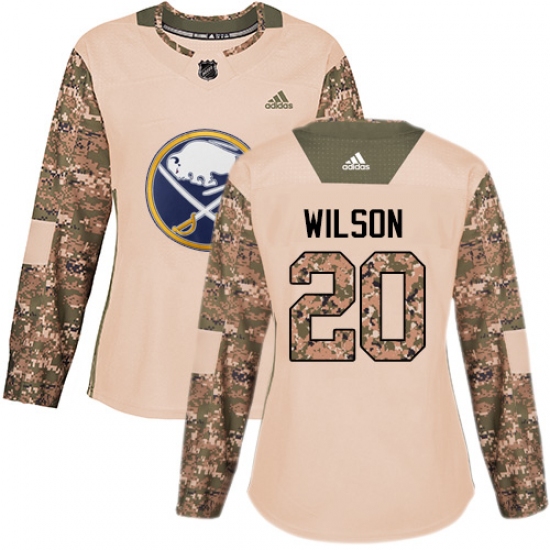 Women's Adidas Buffalo Sabres 20 Scott Wilson Authentic Camo Veterans Day Practice NHL Jersey