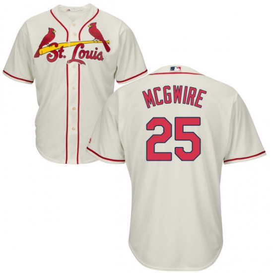 Youth Majestic St. Louis Cardinals 25 Mark McGwire Replica Cream Alternate Cool Base MLB Jersey