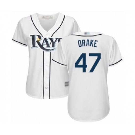 Women's Tampa Bay Rays 47 Oliver Drake Authentic White Home Cool Base Baseball Player Jersey