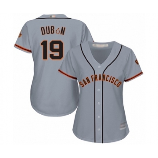 Women's San Francisco Giants 19 Mauricio Dubon Authentic Grey Road Cool Base Baseball Player Jersey