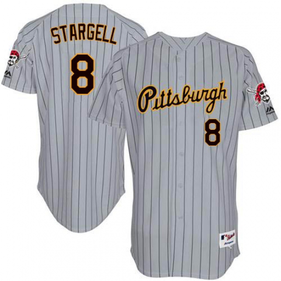 Men's Majestic Pittsburgh Pirates 8 Willie Stargell Authentic Grey 1997 Turn Back The Clock MLB Jersey