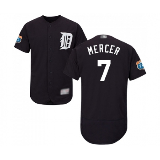 Men's Detroit Tigers 7 Jordy Mercer Navy Blue Alternate Flex Base Authentic Collection Baseball Jersey