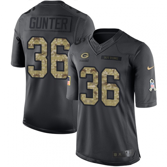 Men's Nike Green Bay Packers 36 LaDarius Gunter Limited Black 2016 Salute to Service NFL Jersey