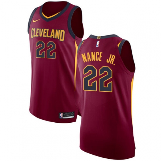 Men's Nike Cleveland Cavaliers 22 Larry Nance Jr. Authentic Maroon NBA Jersey - Icon Edition