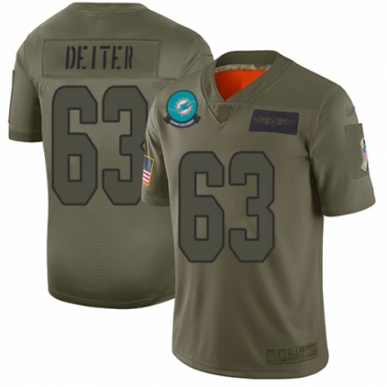 Women's Miami Dolphins 63 Michael Deiter Limited Camo 2019 Salute to Service Football Jersey