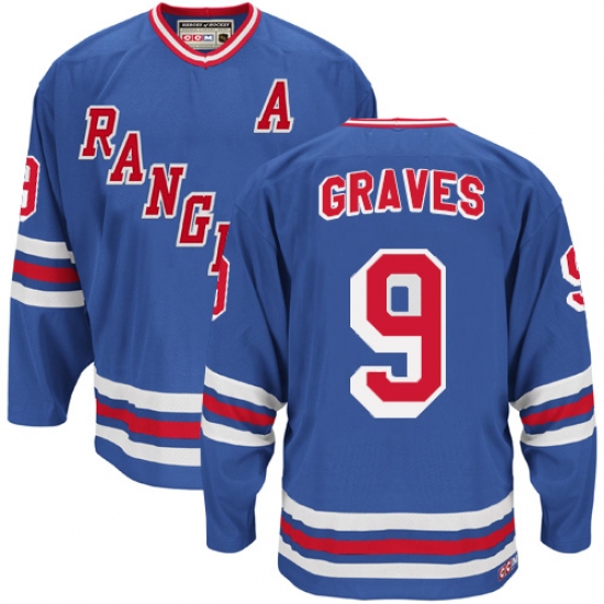 Men's CCM New York Rangers 9 Adam Graves Premier Royal Blue Heroes of Hockey Alumni Throwback NHL Jersey