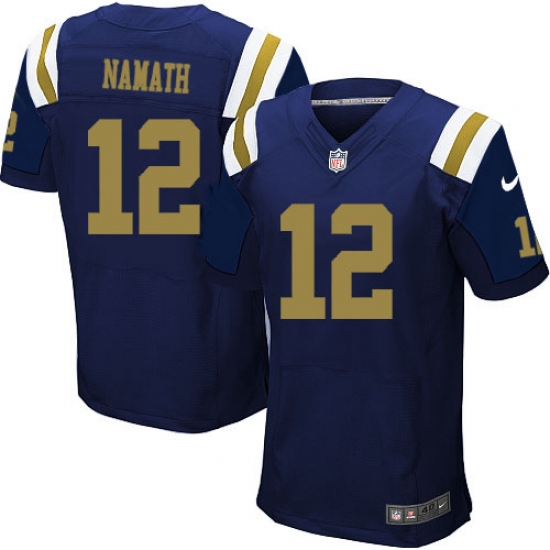 Men's Nike New York Jets 12 Joe Namath Elite Navy Blue Alternate NFL Jersey