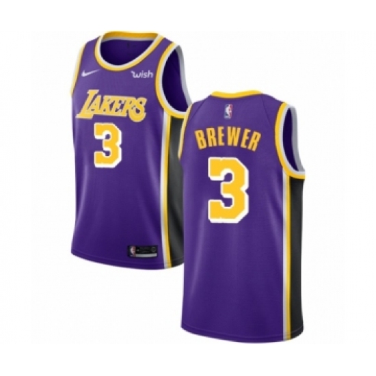 Men's Los Angeles Lakers 3 Corey Brewer Authentic Purple Basketball Jerseys - Icon Edition