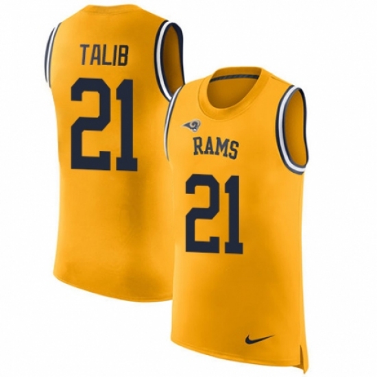 Men's Nike Los Angeles Rams 21 Aqib Talib Limited Gold Rush Player Name & Number Tank Top NFL Jersey