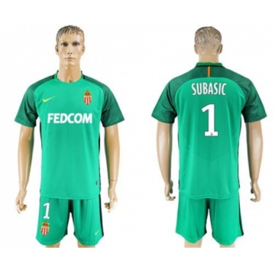 Monaco 1 Subasic Green Goalkeeper Soccer Club Jersey