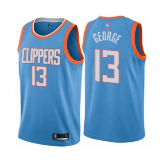 Men's Los Angeles Clippers 13 Paul George Authentic Blue Basketball Jersey - City Edition