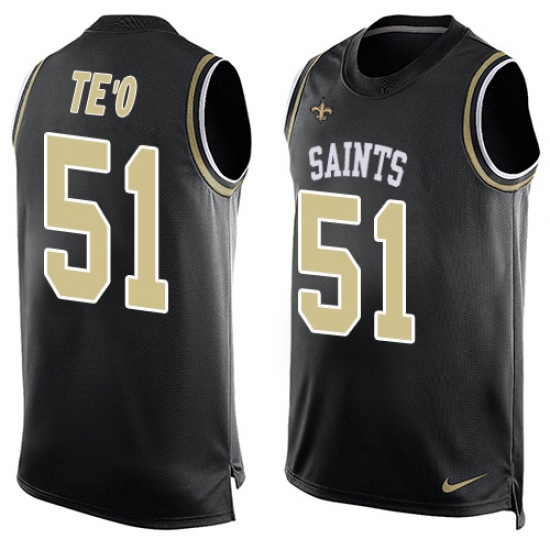 Men's Nike New Orleans Saints 51 Manti Te'o Limited Black Player Name & Number Tank Top NFL Jersey