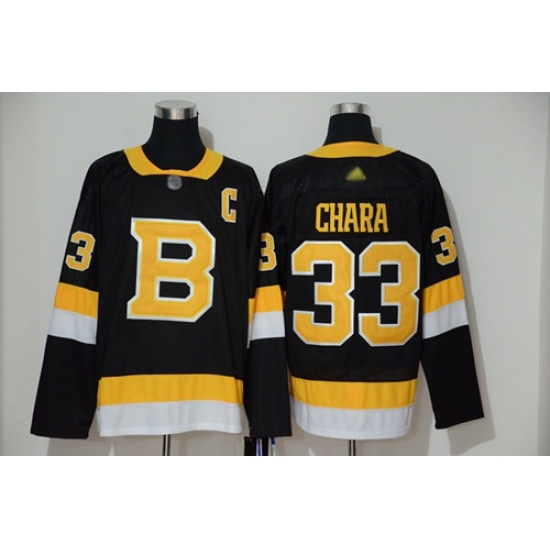 Men's Adidas Boston Bruins 33 Zdeno Chara Black Throwback Authentic Stitched Hockey Jersey