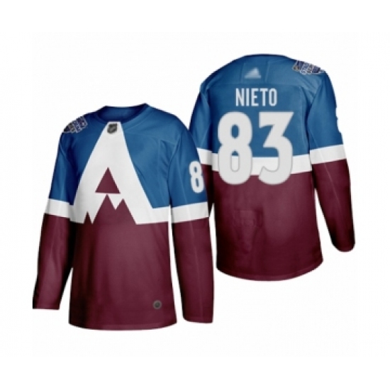 Men's Colorado Avalanche 83 Matt Nieto Authentic Burgundy Blue 2020 Stadium Series Hockey Jersey