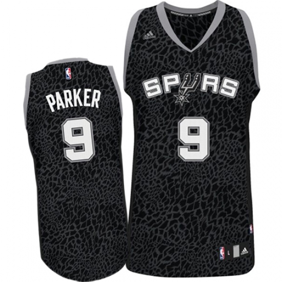 Men's Adidas San Antonio Spurs 9 Tony Parker Swingman Black Crazy Light NBA Jersey