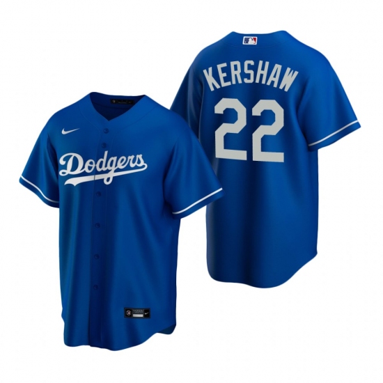 Men's Nike Los Angeles Dodgers 22 Clayton Kershaw Royal Alternate Stitched Baseball Jersey