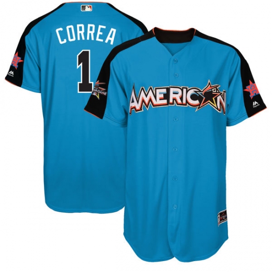 Youth Majestic Houston Astros 1 Carlos Correa Authentic Blue American League 2017 MLB All-Star MLB Jersey