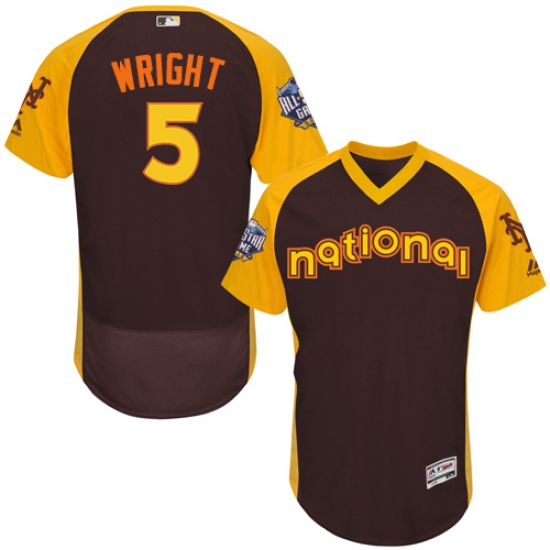 Men's Majestic New York Mets 5 David Wright Brown 2016 All-Star National League BP Authentic Collection Flex Base MLB Jersey